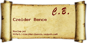 Czeider Bence névjegykártya